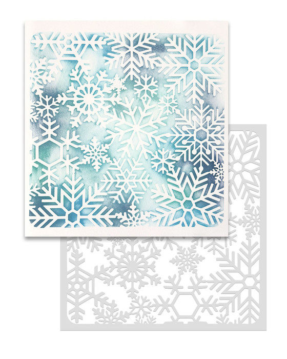 Super Snowflakes 8 x 8" Emboss-ink Stencil - card making, crafts, scrapbooking