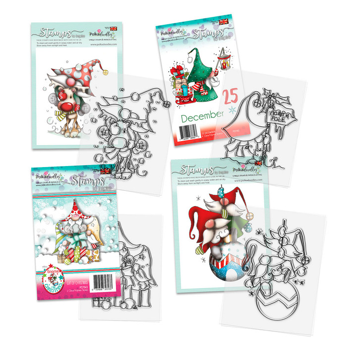 Gnome Fun 4 clear stamps bundle - for card making, crafts, scrapbooking