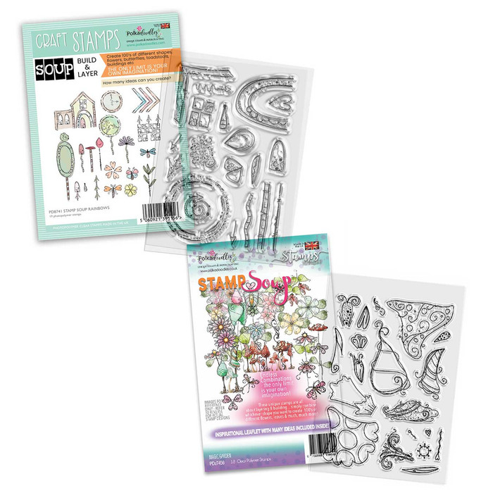 Rainbows Stamp Soup bundle - clear stamps card making, craft, mixed media