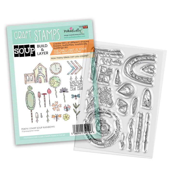 Rainbows Stamp Soup bundle - clear stamps card making, craft, mixed media