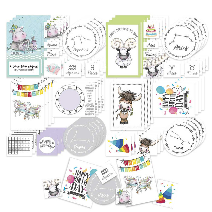 Zodiac Die Cut Topper and paper crafting kit - 24 sheets