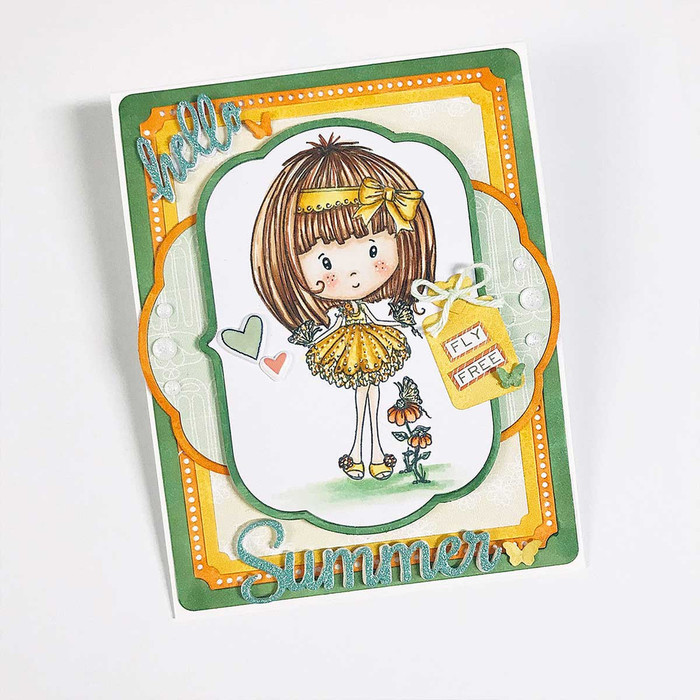 Butterfly Winnie cute Rubber Stamp -  craft, card making, colouring, scrapbooking