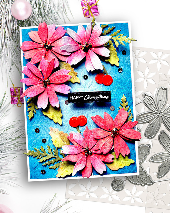 Delicate Daisy Christmas Poinsettia pretty flowers cutting die set for crafts, card making scrapbooking. Perfect for everyday and Christmas holiday card making, scrapbooking & crafts all year round.