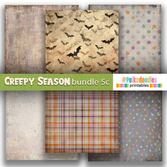 Creepy Autumn Halloween papers 5c - digital printable papers Halloween Fall - Card Making, Scrapbooking, Junk Journal, svg, stickers.