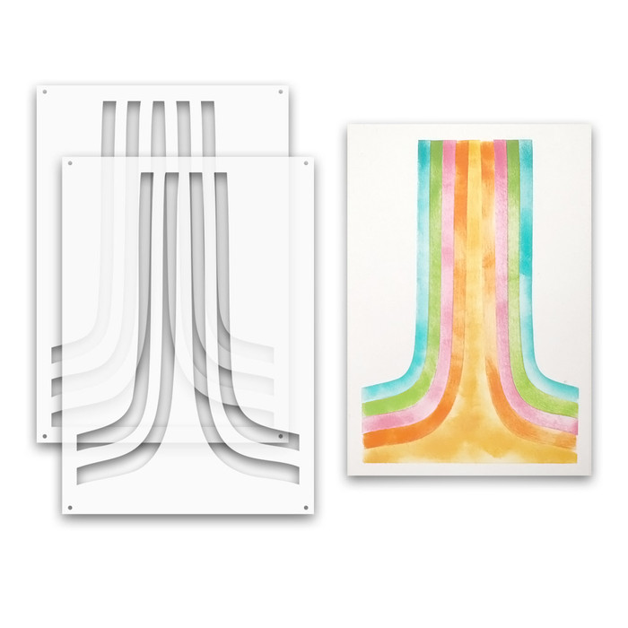 Boho Nomad Stripe 2 x Layering Emboss-ink Stencil Set –craft, card making Stencil Pack