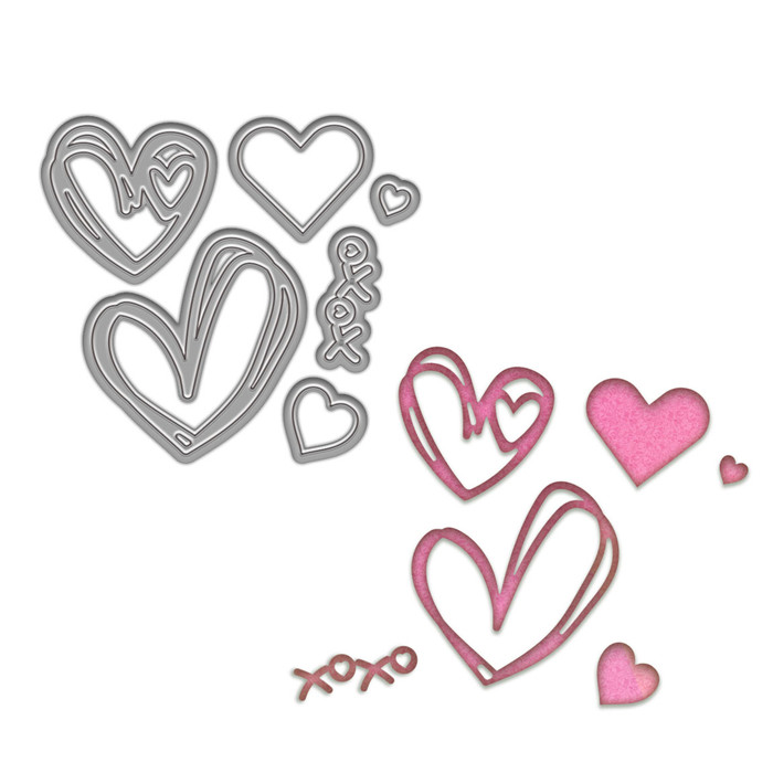 Scribble Heart dies – craft, card making scrapbooking cutter dies