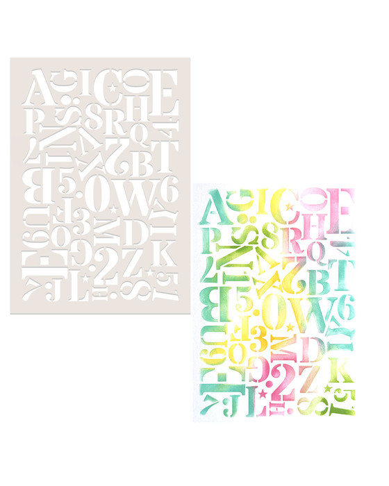 ABC123 Stencil A5/6 x 8" - Card making craft supplies, scrapbooking