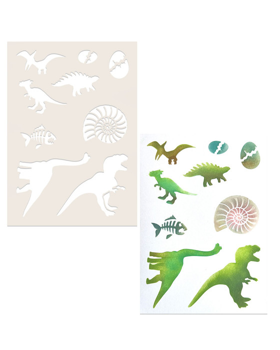 Dinosaurs Stencil/Mask A5/6 x 8" - Card making craft supplies, scrapbooking