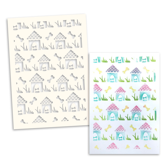 Kennels and Bones Stencil A5/6x8" - card making, craft, scrapbooking stencils