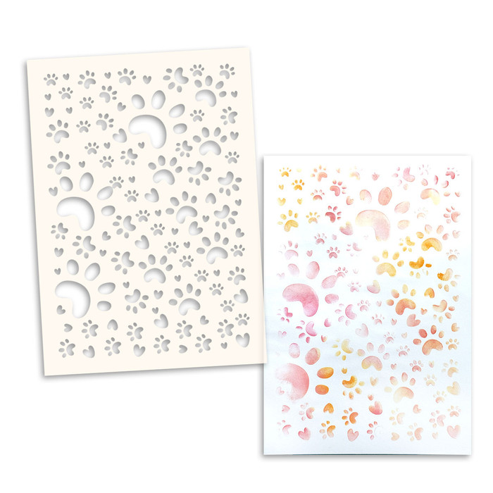 Kitty Cat paw prints Stencil A5/6x8" - card making, craft, scrapbooking stencils.