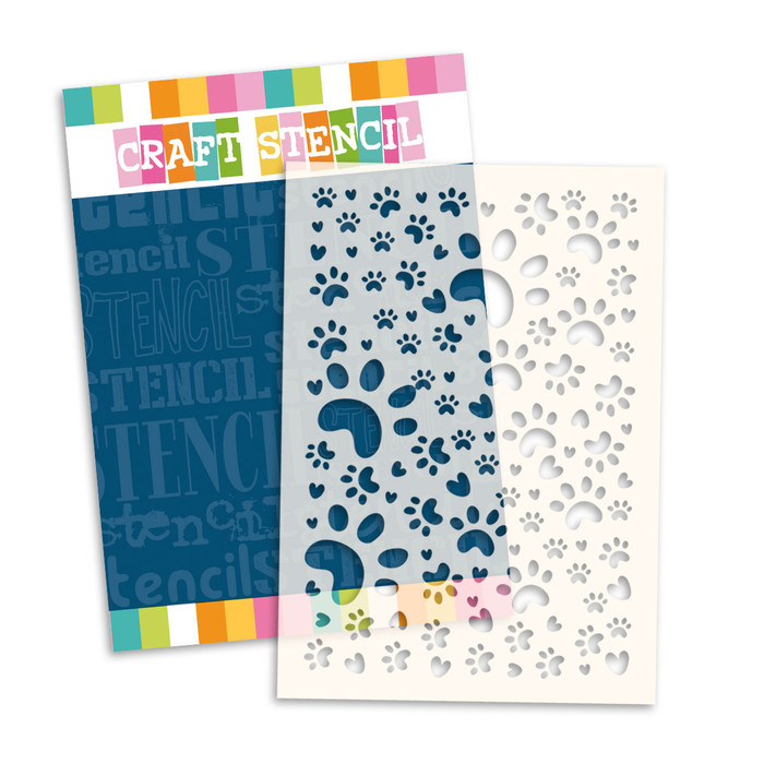 Kitty Cat paw prints Stencil A5/6x8" - card making, craft, scrapbooking stencils.