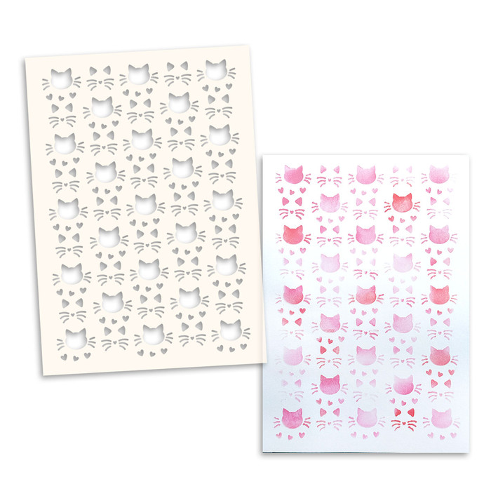 Kitty Cats stencil A5/6x8" - card making, craft, scrapbooking stencils.