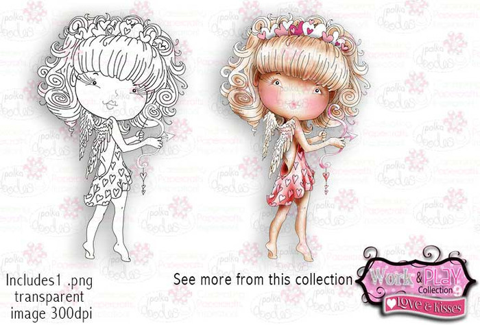 Cupid digital stamp card making, craft scrapbooking, printable sticker download