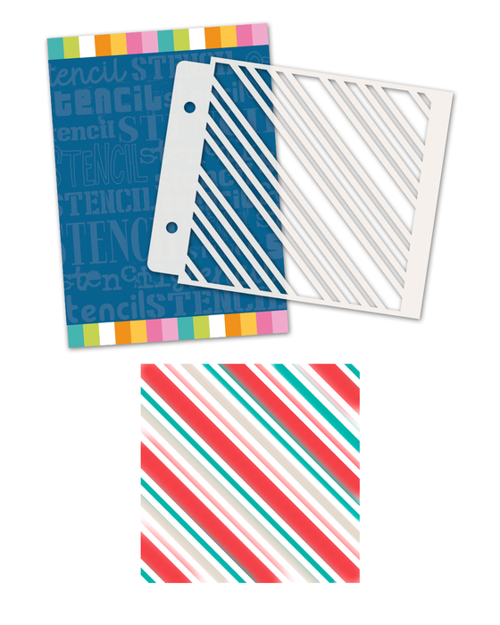 Candy diagonal stripes 6x6" craft stencil.