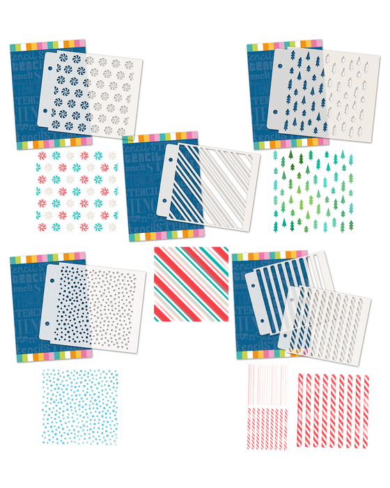 Sparkling Christmas Stencil bundle - 6 stencils