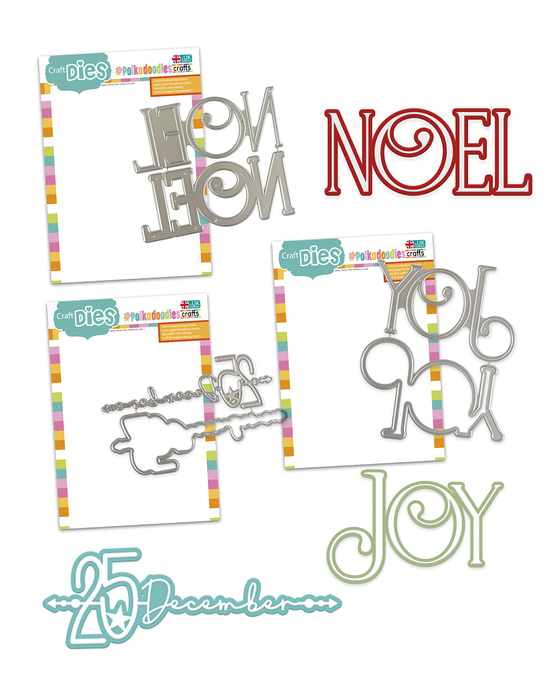 Elegant Christmas word & Date sentiments die bundle - 6 large cutting dies for crafts, card making scrapbooking