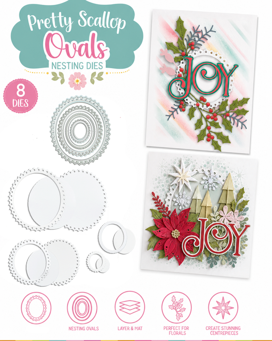Pretty scallop oval nesting dies - craft card making dies.