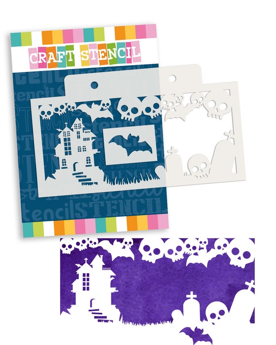 Terrifying Skulls Halloween stencil A5/6 x 8" (new) - craft, card making, scrapbooking stencil