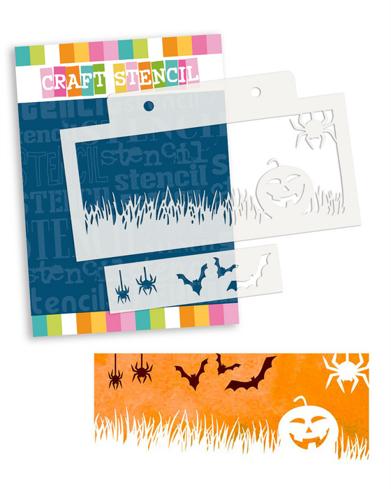 Lying in wait Terrifying Skulls Halloween stencil A5/6 x 8" (new) - craft, card making, scrapbooking stencil.