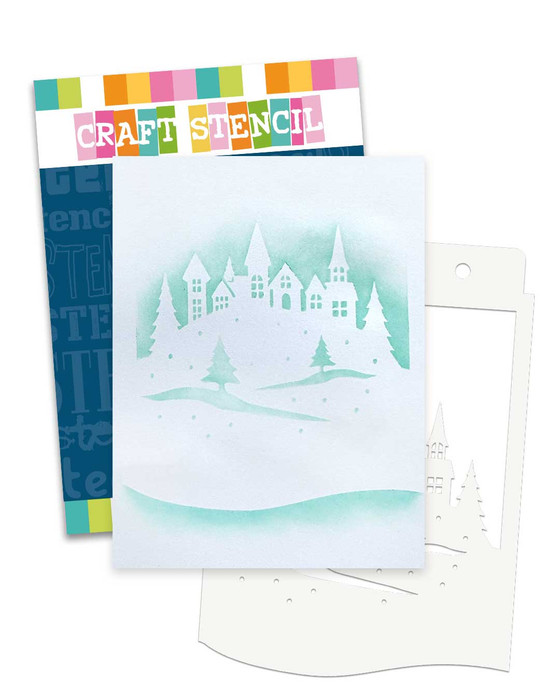 Winter Village Christmas Holiday stencil A5/6 x 8" (new) - craft, card making, scrapbooking stencil.