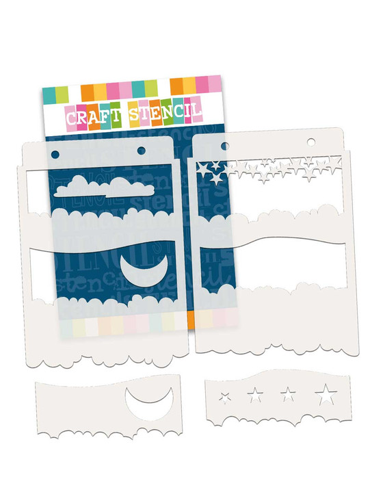 Clever Cloudy Moon layering stencils/masks A5/6 x 8" (new) - craft, card making, scrapbooking stencil.
