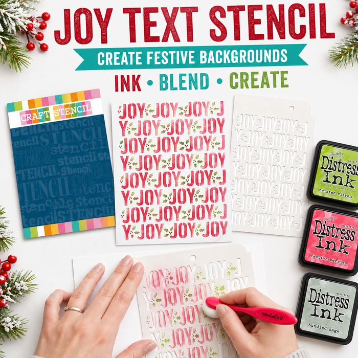 Joy Text stencil A5/6 x 8" (new) - craft, card making, scrapbooking stencil.