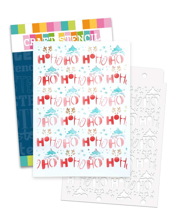 Hohoho Antlers Text stencil A5/6 x 8" (new) - craft, card making, scrapbooking stencil.