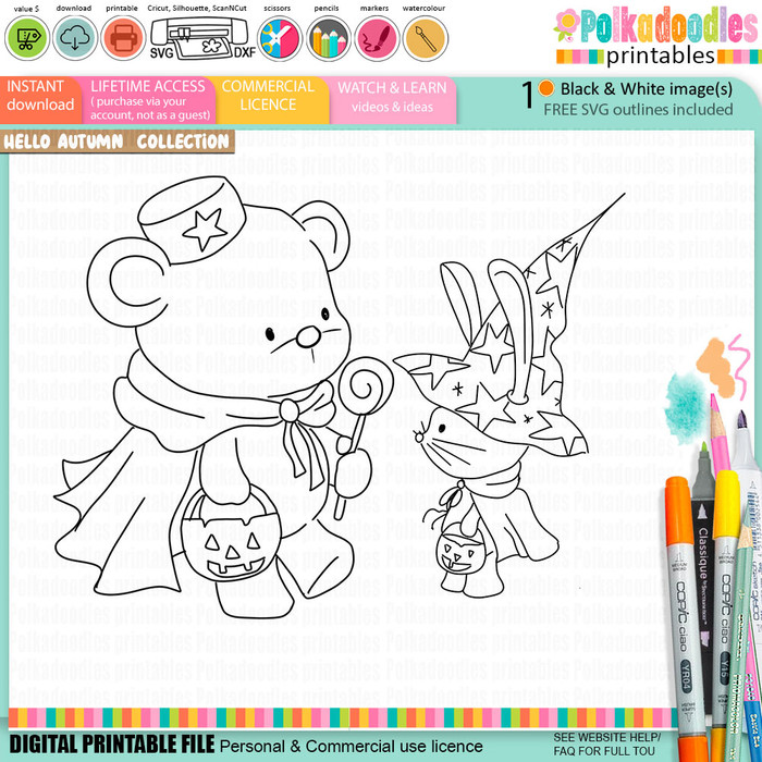 Trick-or-Treat-Bear-Bunny-Digital-Stamp-Halloween-Witch-Wizard-Magic-Fall-Digi.png