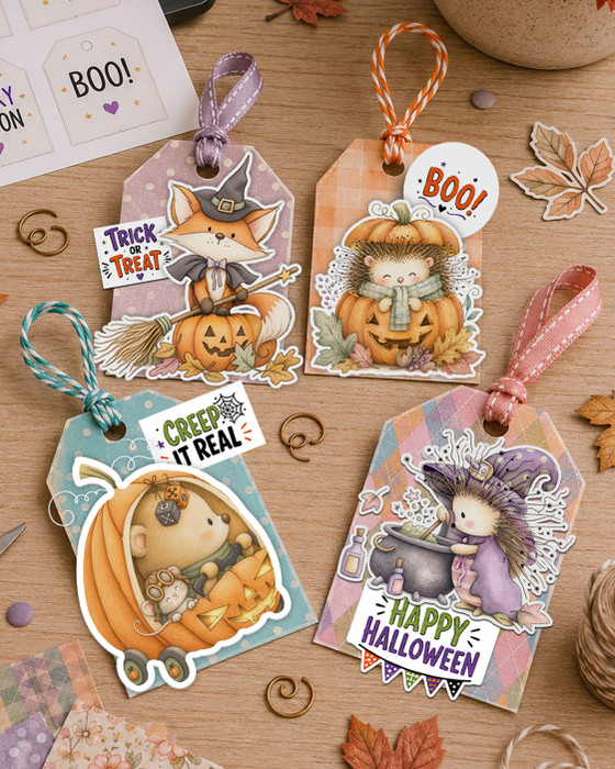 Cute fox witch pumpkin Halloween black and white digital stamp with witch hat, broomstick, jack-o'-lantern and Fall leaves, Autumn woodland printable for card making, colouring, scrapbooking and paper crafts.