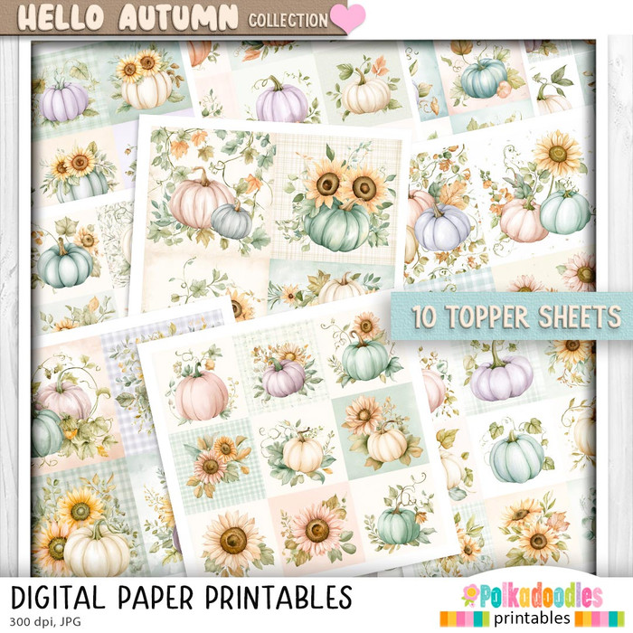 Autumn printable toppers - craft, card making, junk journal, digital scrapbooking.