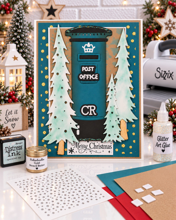 Vintage Post Box craft dies - cutting dies for card making and crafts, junk journaling, planner crafts, scrapbooking- cutting dies for card making and crafts, junk journaling, planner crafts, scrapbooking.

This gorgeous UK vintage post box is perfect for any card or craft project. We’ve included layered pieces to build up a lovely box - and the envelope which you can tuck into the opening. To finish off we have added a the Post Office Lettering complete with the new King Charles initials!

The best part is all the pieces are connected to make die cutting much faster and easier!