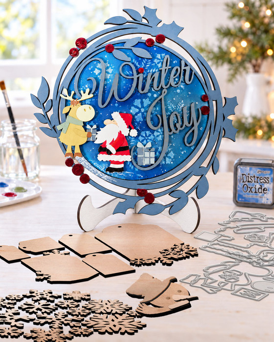 Christmas Festive Wishes MDF wood craft blanks kit - for card making and crafts, mixed media crafting, junk journaling, planner crafts, scrapbooking, home decor crafting, craft fair sellers. 

Includes 39 pieces, 3mm MDF:
12"/30cm approx wreath (stand or hanger is required)
2 snowman faces
13 penguins

This large 39 piece MDF kit is super versatile and creates fun makes for any crafty project!

The beautiful wreath is approx 30cm/12" and can be decorated with all the pretty snowflakes to create a hanger or decorative piece for around the home.

Included are 2 snowmen faces and 13 cute penguins in different sizes - all layered for lots of dimension. Apply them onto the pretty snowflake tags to create a multitude of different makes!

Use all your favourite paints, acrylic paint markers, inks and papers to decorate as you wish, making it a really versatile set you can use at home, make gifts or even sell at Craft Fairs! 3mm MDF.