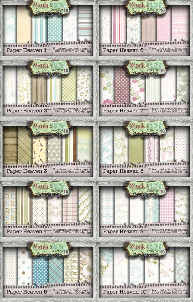 Work & Play 10 Paper Heaven 1-10 Digital Craft Download Bundle