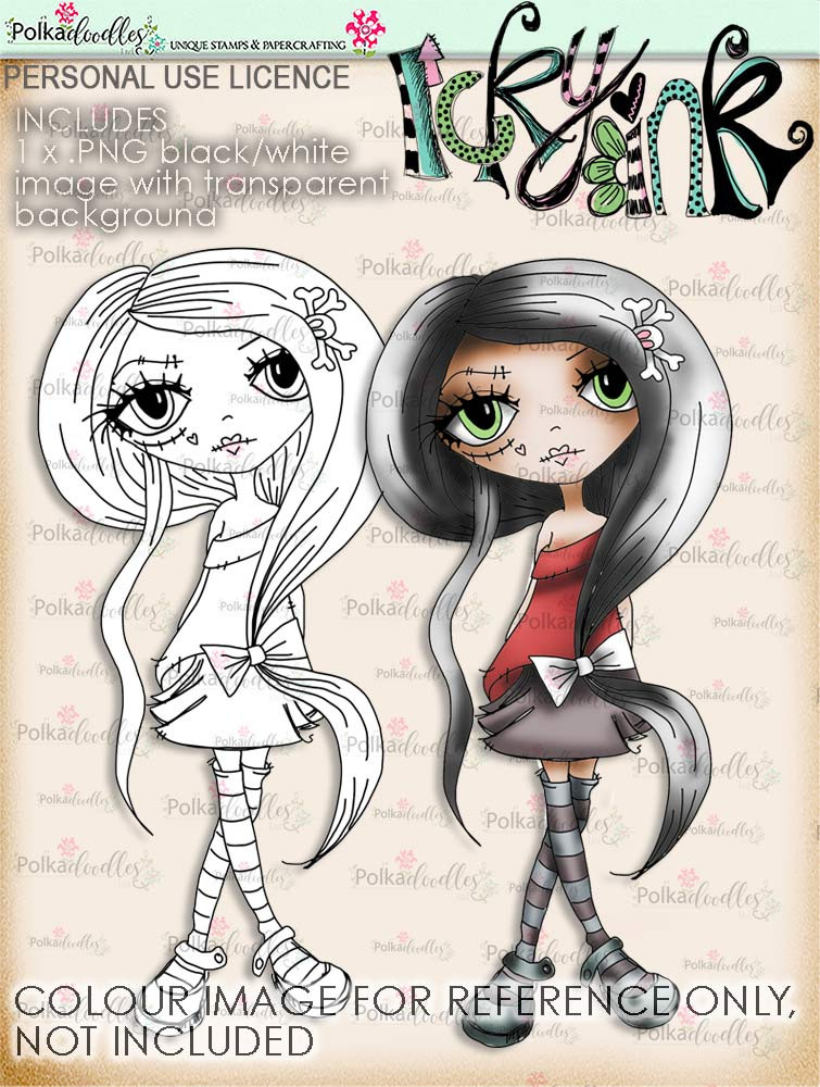 Oddella Bow - Ickyink Art alternative digistamp Craft Download