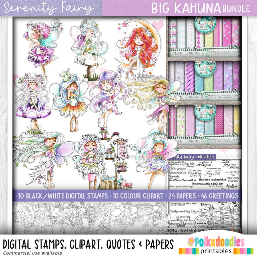 Serenity Fairy Dancing - Digital Crafts, digital Stamp card making printable downloads.