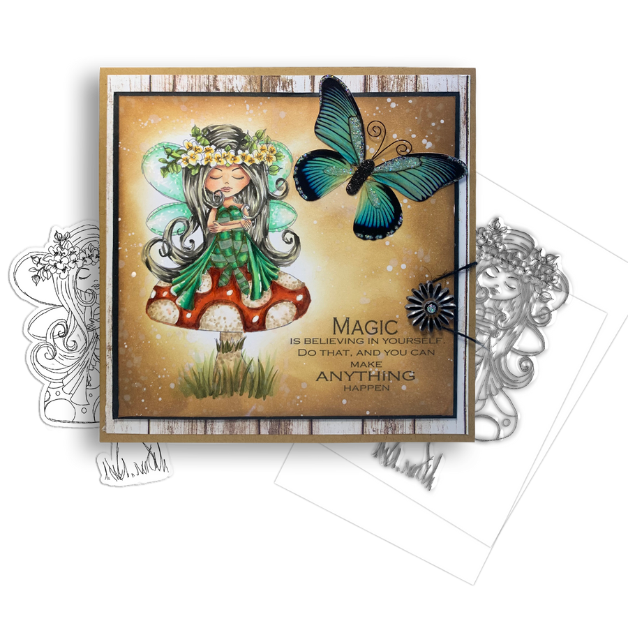 Serenity Fairy Resting - Digital Crafts, digital Stamp card making printable download