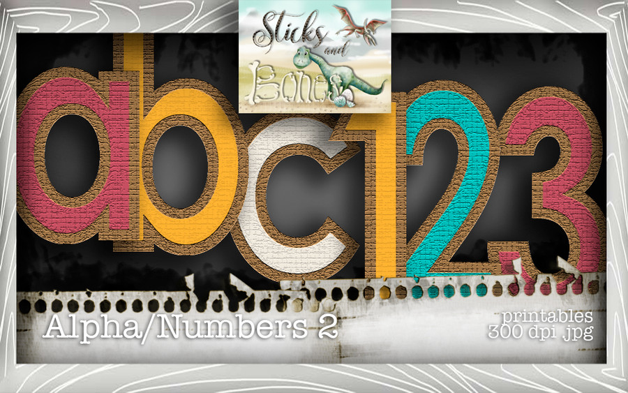 Sticks & Bones - Alphabet 2 - Digital Stamp CRAFT Download