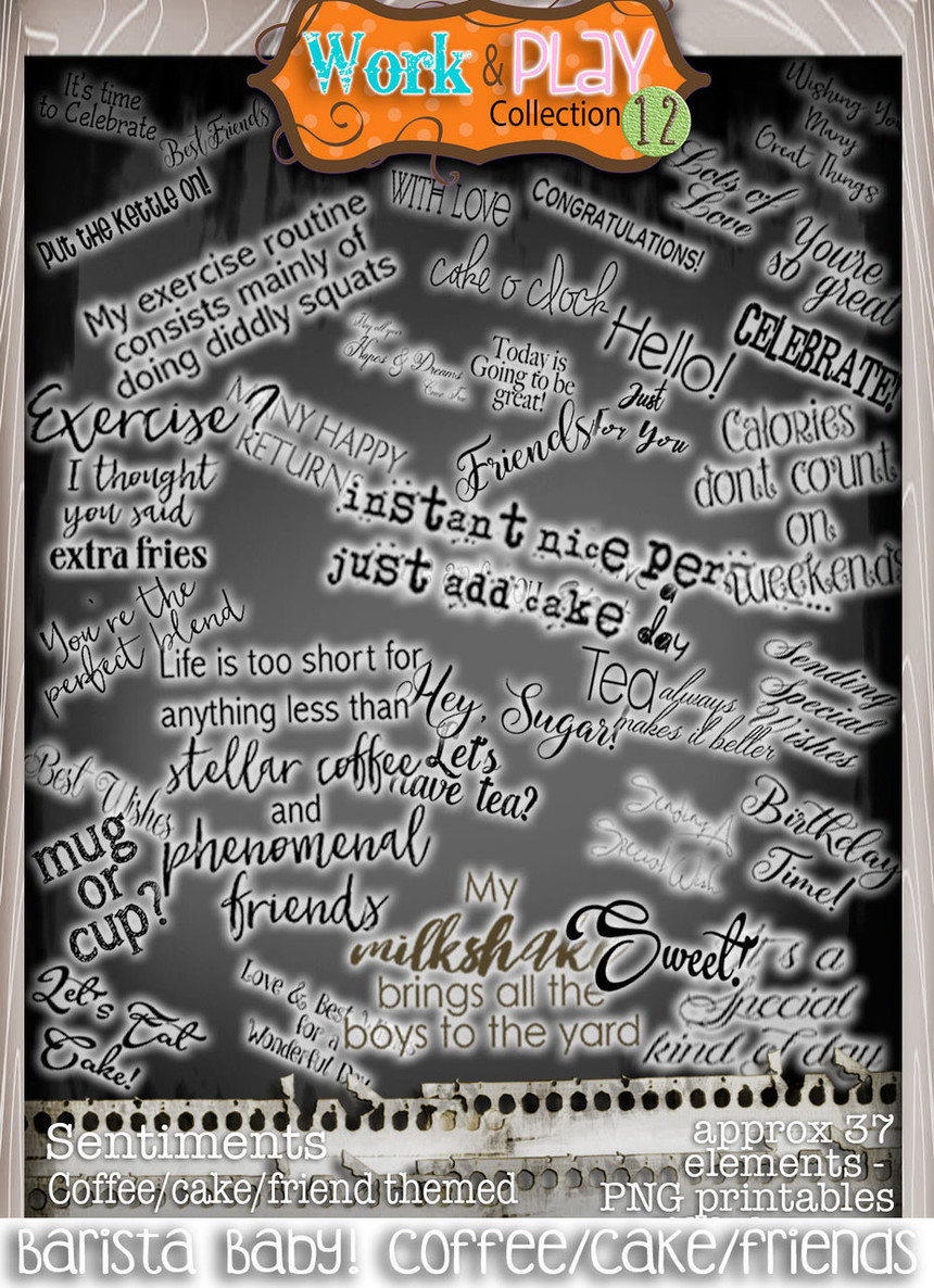 Barista Coffee/Cake bundle kit - Digital Stamp Scrapbooking Download