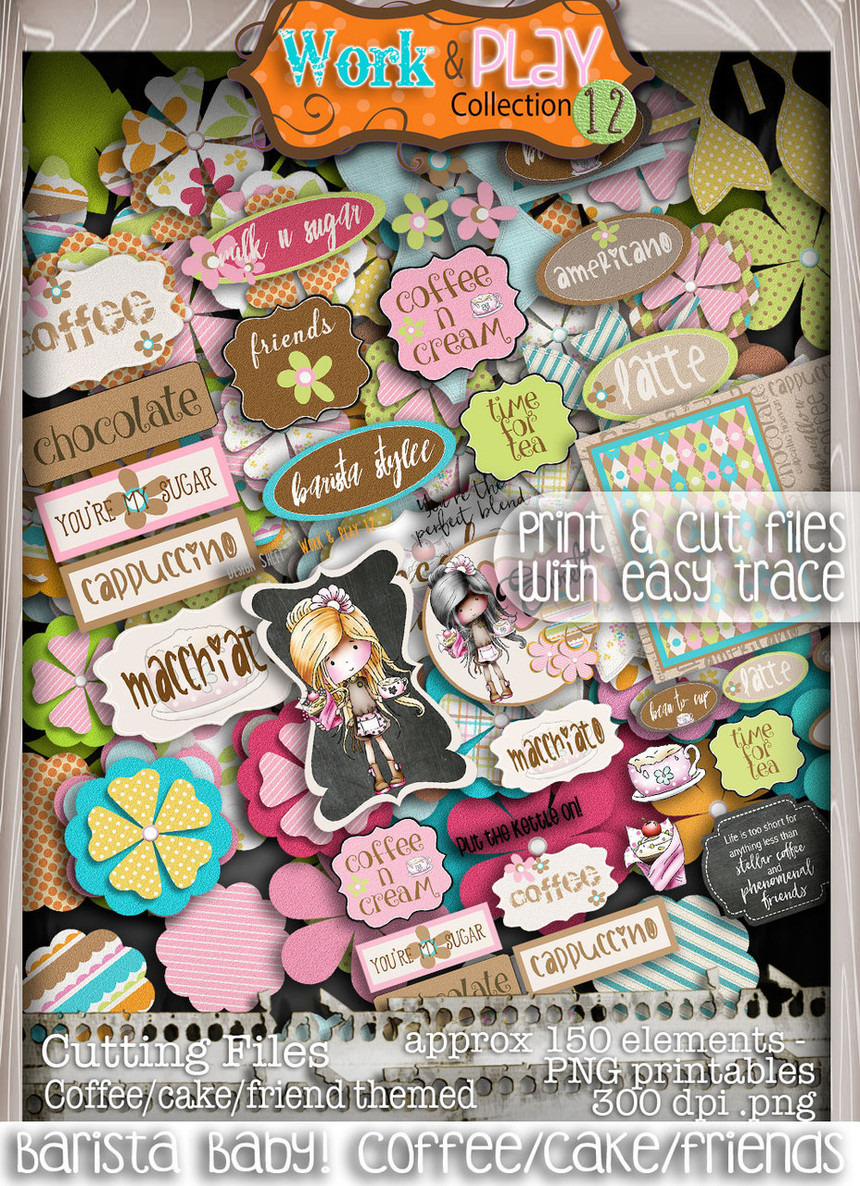 Barista Coffee/Cake bundle kit - Digital Stamp Scrapbooking Download