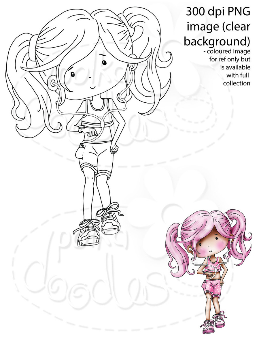 Female Runner/Workout/Fitness/Race for Life Digital Stamp