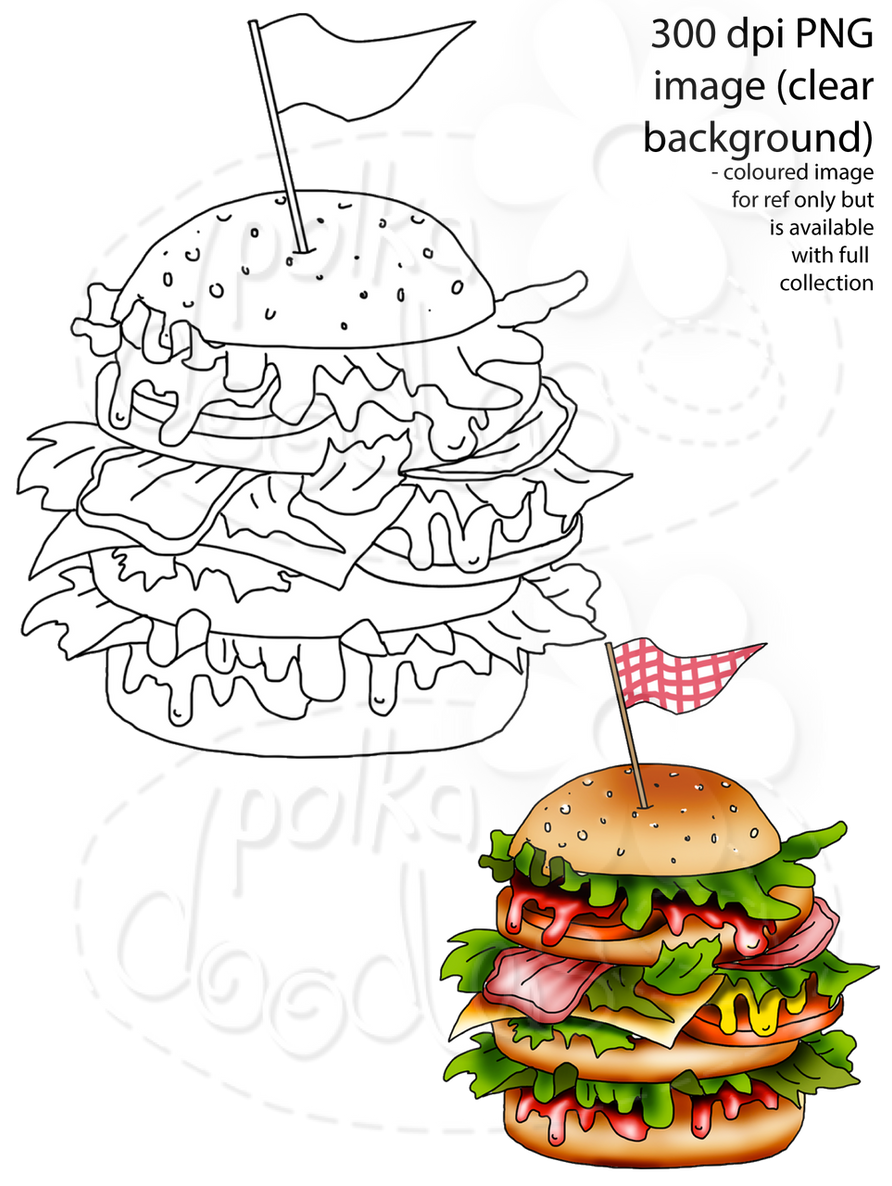 Burger Digital Stamp - Printable Crafting Digital Stamp Craft Scrapbooking Download