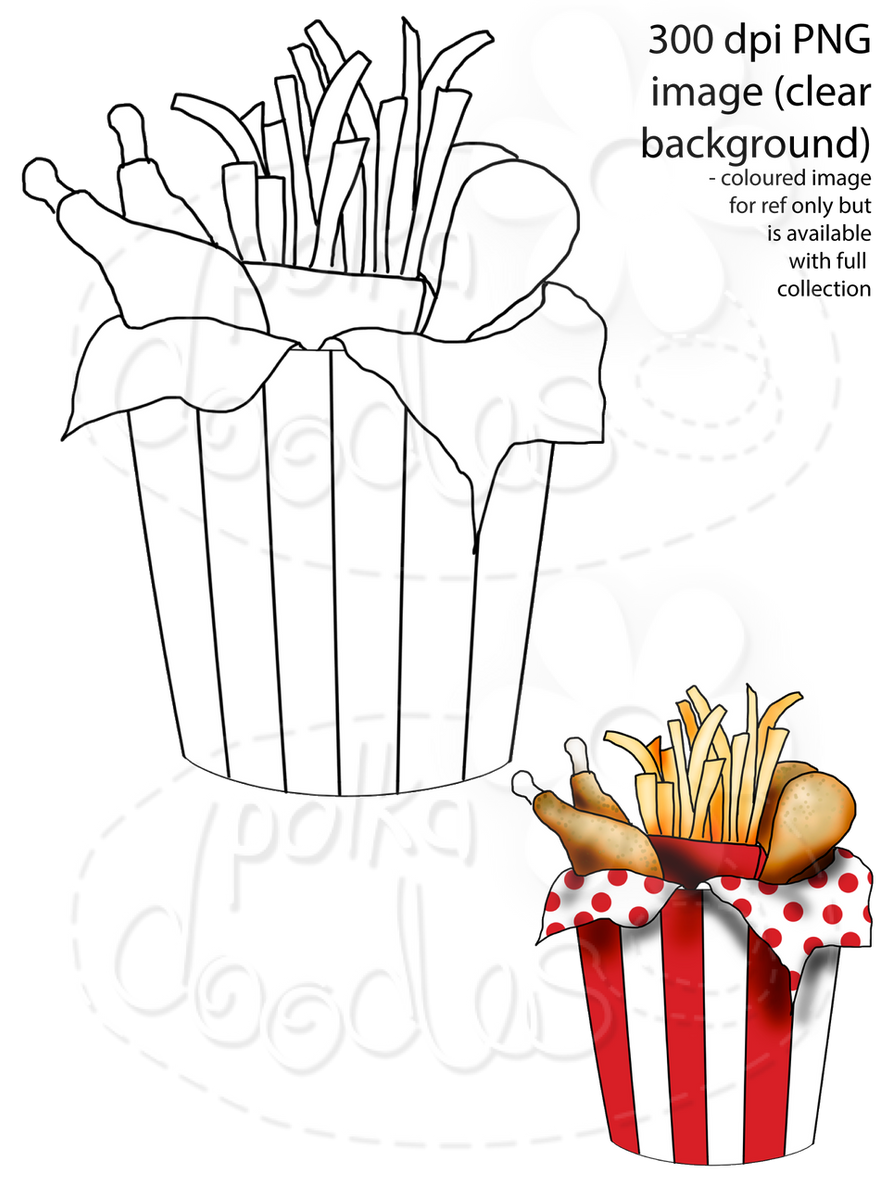 Fried Chicken Digital Stamp - Printable Crafting Digital Stamp Craft Scrapbooking Download