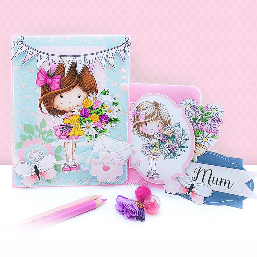 Flower bouquet - Winnie Sugar Sprinkles Spring - Cute Printable Digital Stamp Card making Craft Download