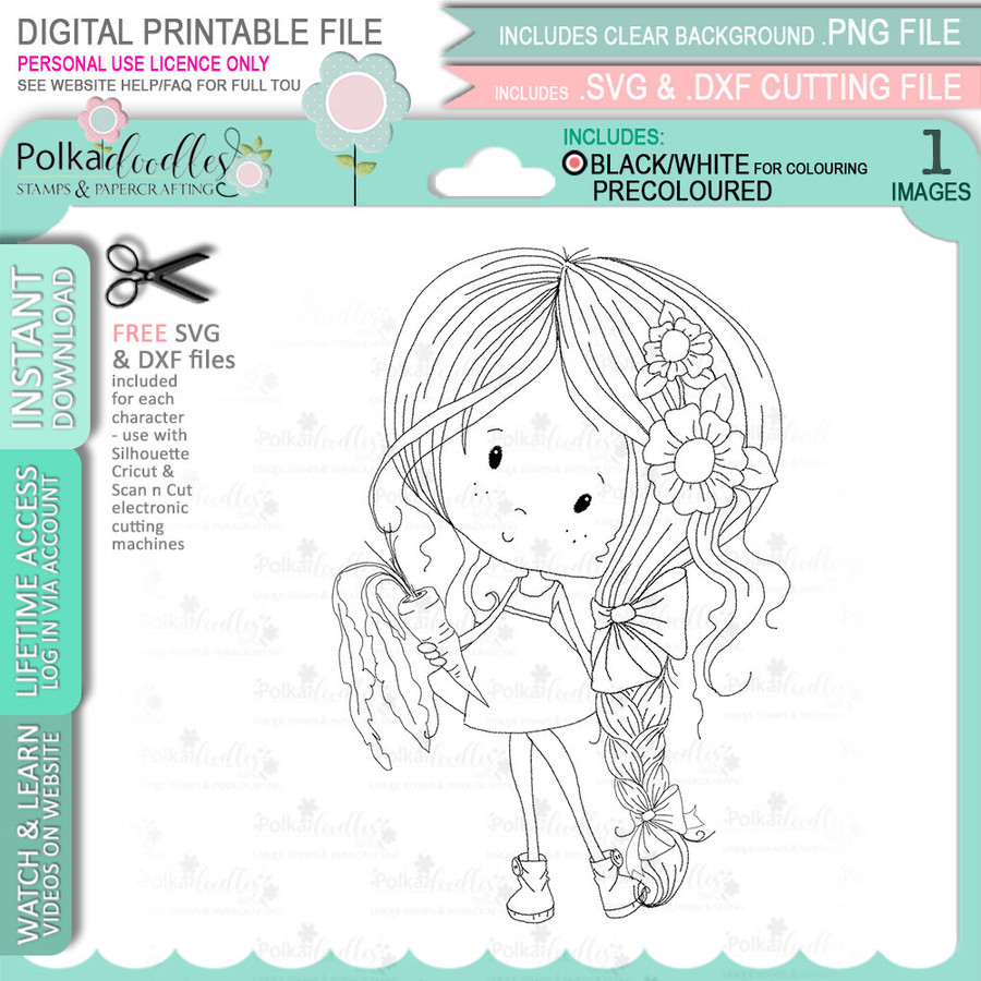 Want a carrot? Winnie Sugar Sprinkles Springtime - Printable Crafting Digital Stamp Craft Scrapbooking Download