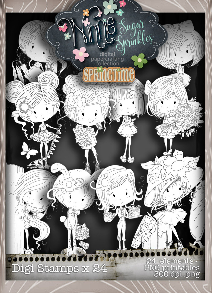 Winnie Sugar Sprinkles Spring - Big Kahuna DOWNLOAD BUNDLE - Digital Stamp Card making Craft Scrapbooking printables