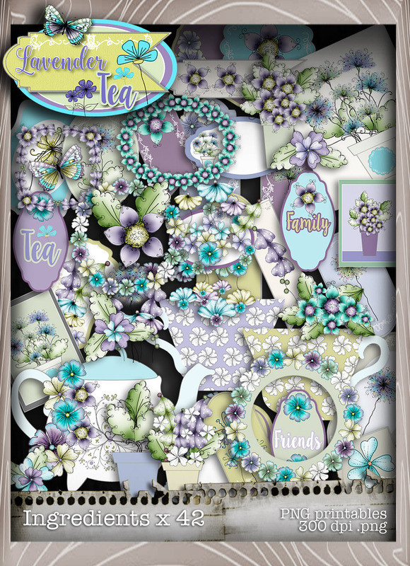 Lavender Tea Printables Download Craft & Scrapbooking Collection inc project templates