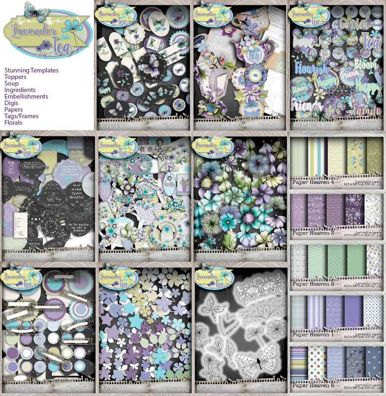 Lavender Tea Printables Download Craft & Scrapbooking Collection inc project templates