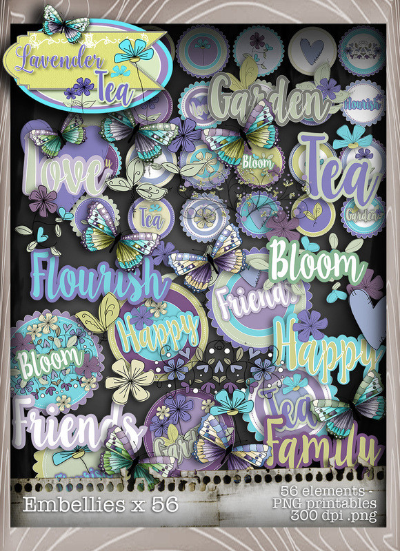 Lavender Tea Printables Download Craft & Scrapbooking Collection inc project templates