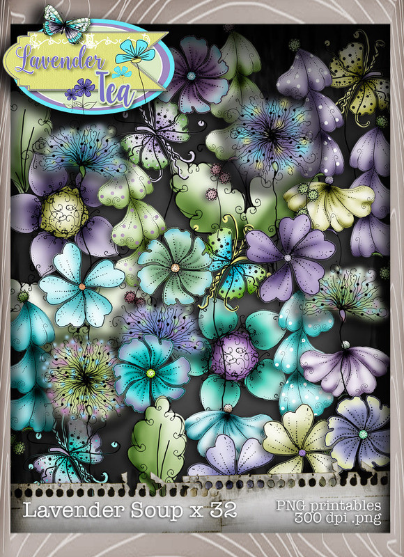 Lavender Tea Printables Download Craft & Scrapbooking Collection inc project templates