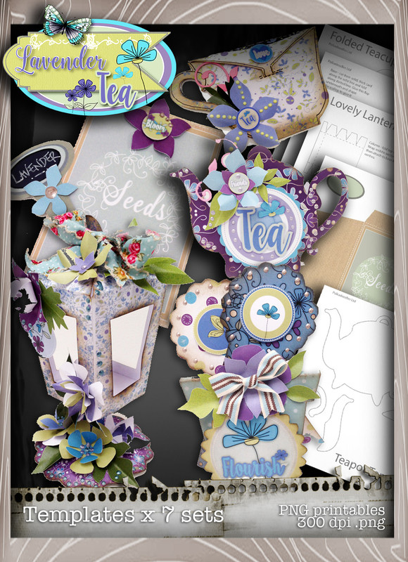 Lavender Tea Printables Download Craft & Scrapbooking Collection inc project templates